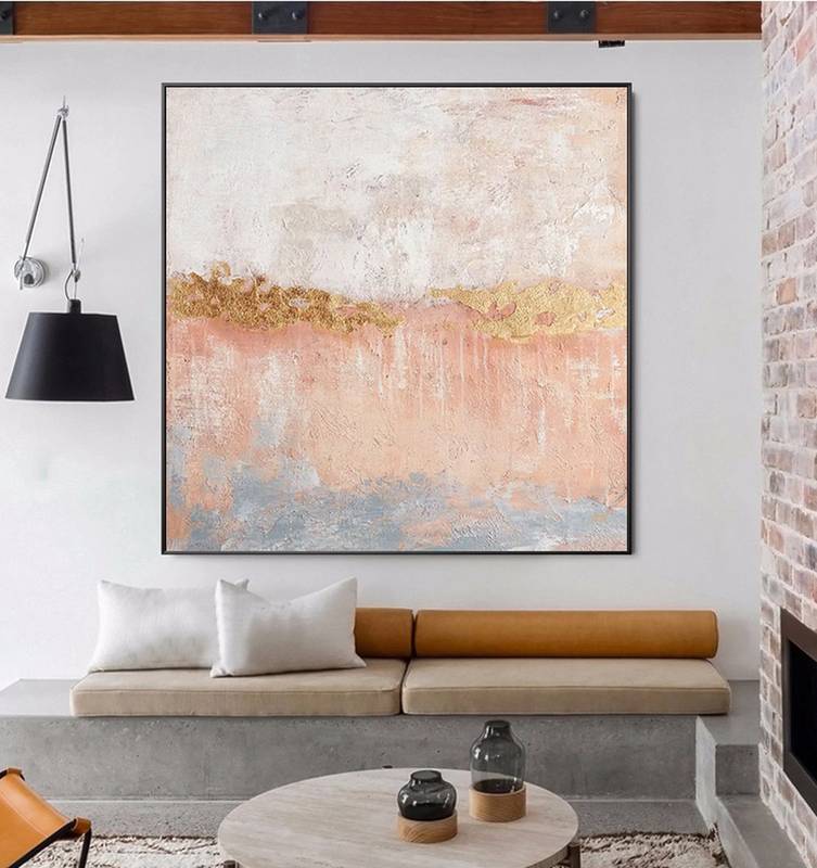 Leaf Original Handmade Canvas Pink Painting Abstract Canvas Artwork 2L8FQ